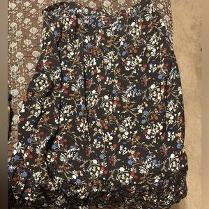 Allegra K Black Floral A-Line Skirt